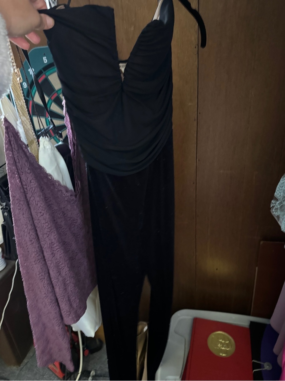 BOZZOLO Black Ruched Front Jumpsuit with velour bottoms - Picture 2 of 10